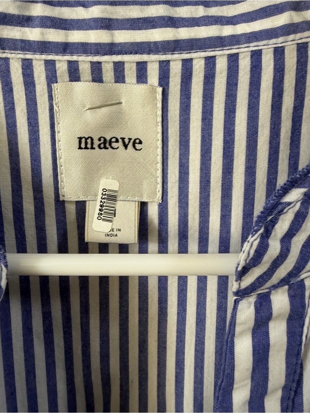 Maeve Sleeveless V-Neck Shirtdress Blue White Stripe Medium - Picture 6 of 7